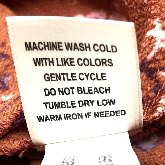 🌺 Self E Boho Tie Front Long Bell Sleeve Burnt Orange Floral Blouse Size XL - Picture 8 of 10